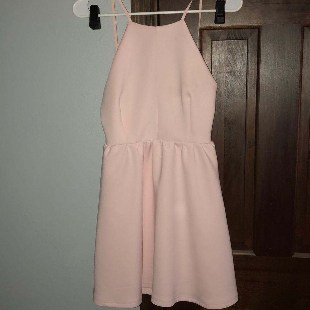 Light Pink Backless A-Line Mini Dress